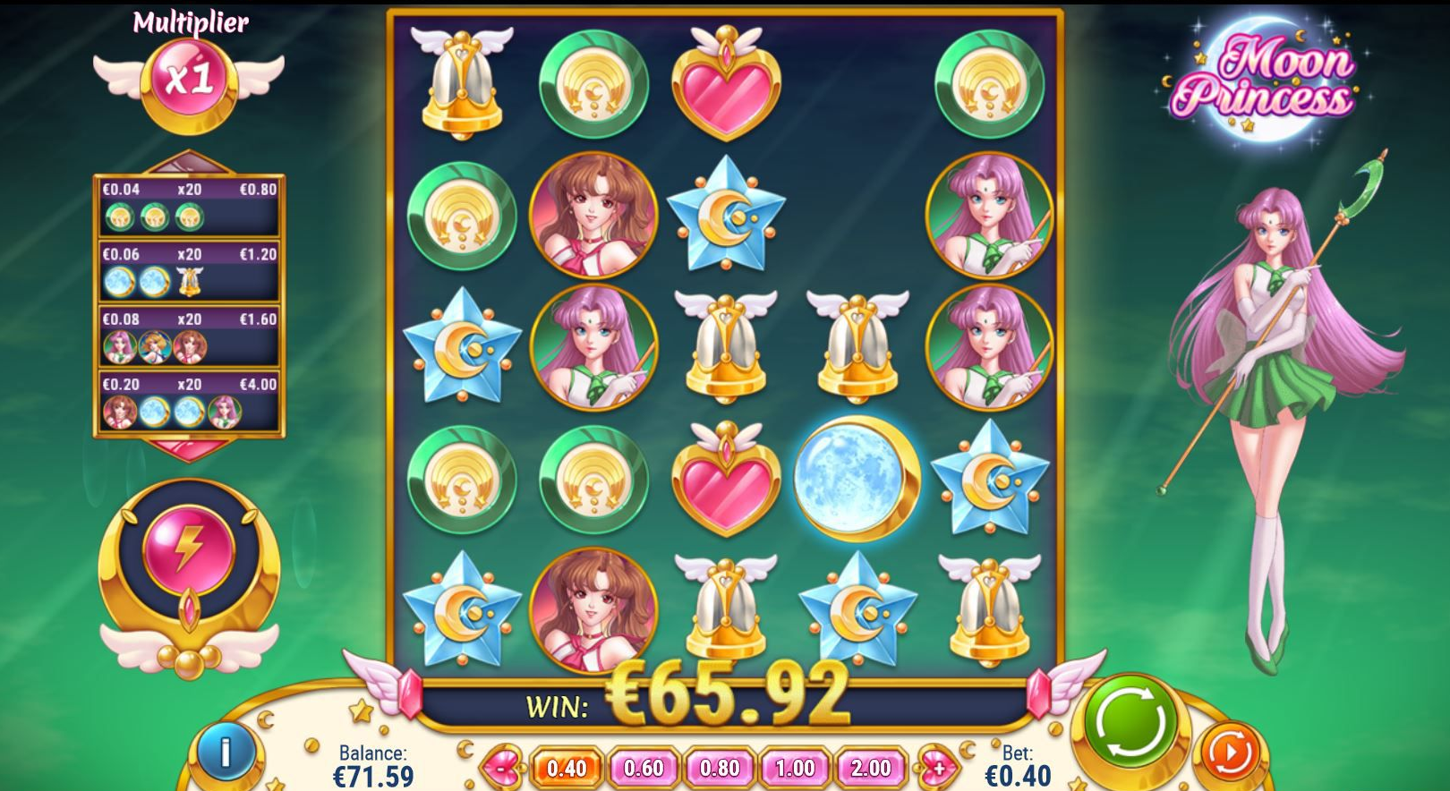 tính năng game slot Moon Princess